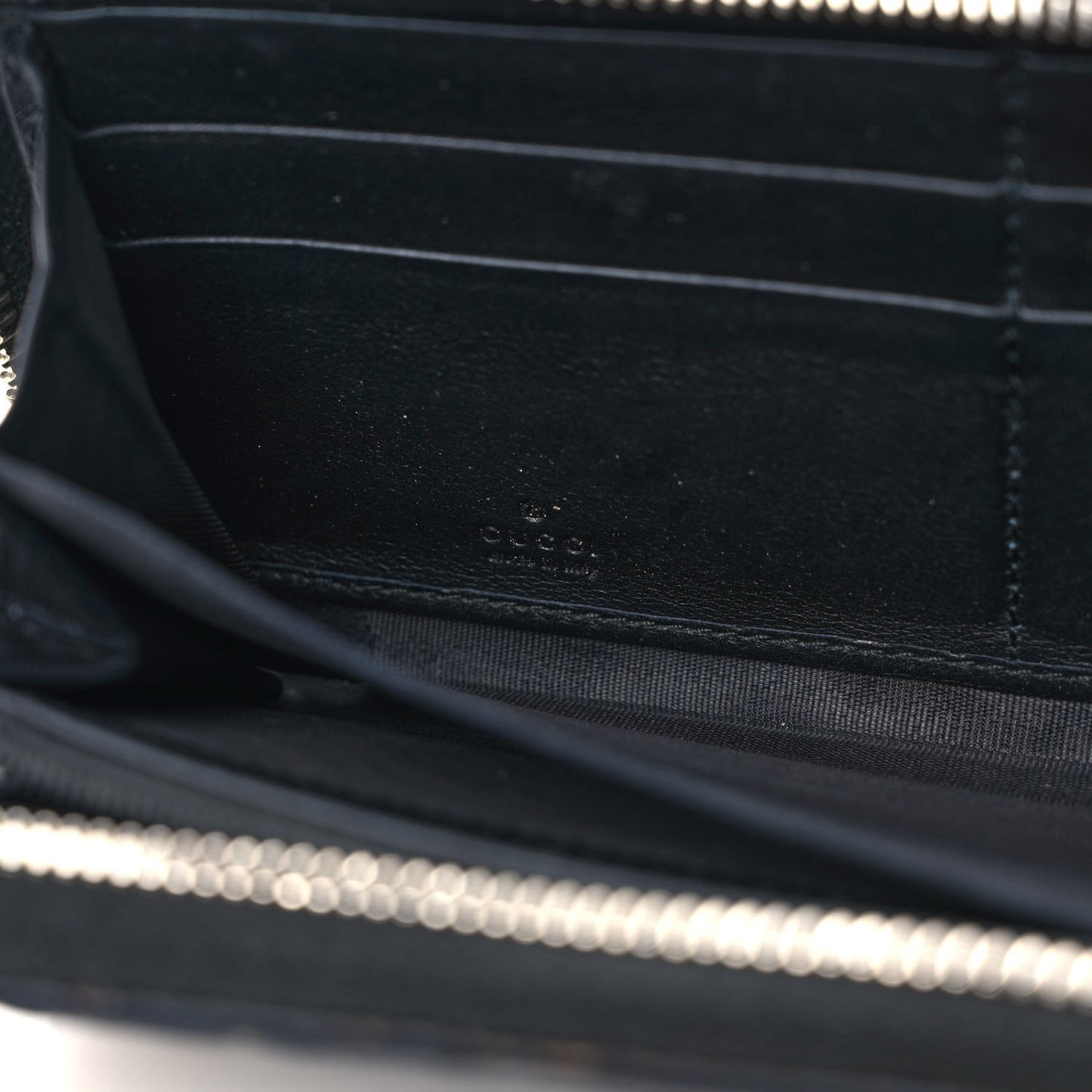 GG Supreme Monogram Arabesque Zip Around Wallet Black