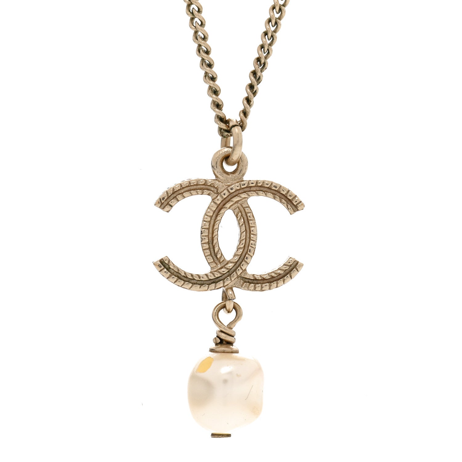 Chanel Crystal Twisted CC Drop Necklace Gold 4 of 6