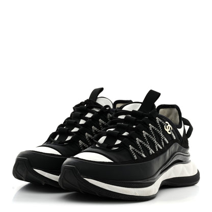 Chanel Mixed Fibers Suede Calfskin CC Sneakers 39 Black White 4 of 9