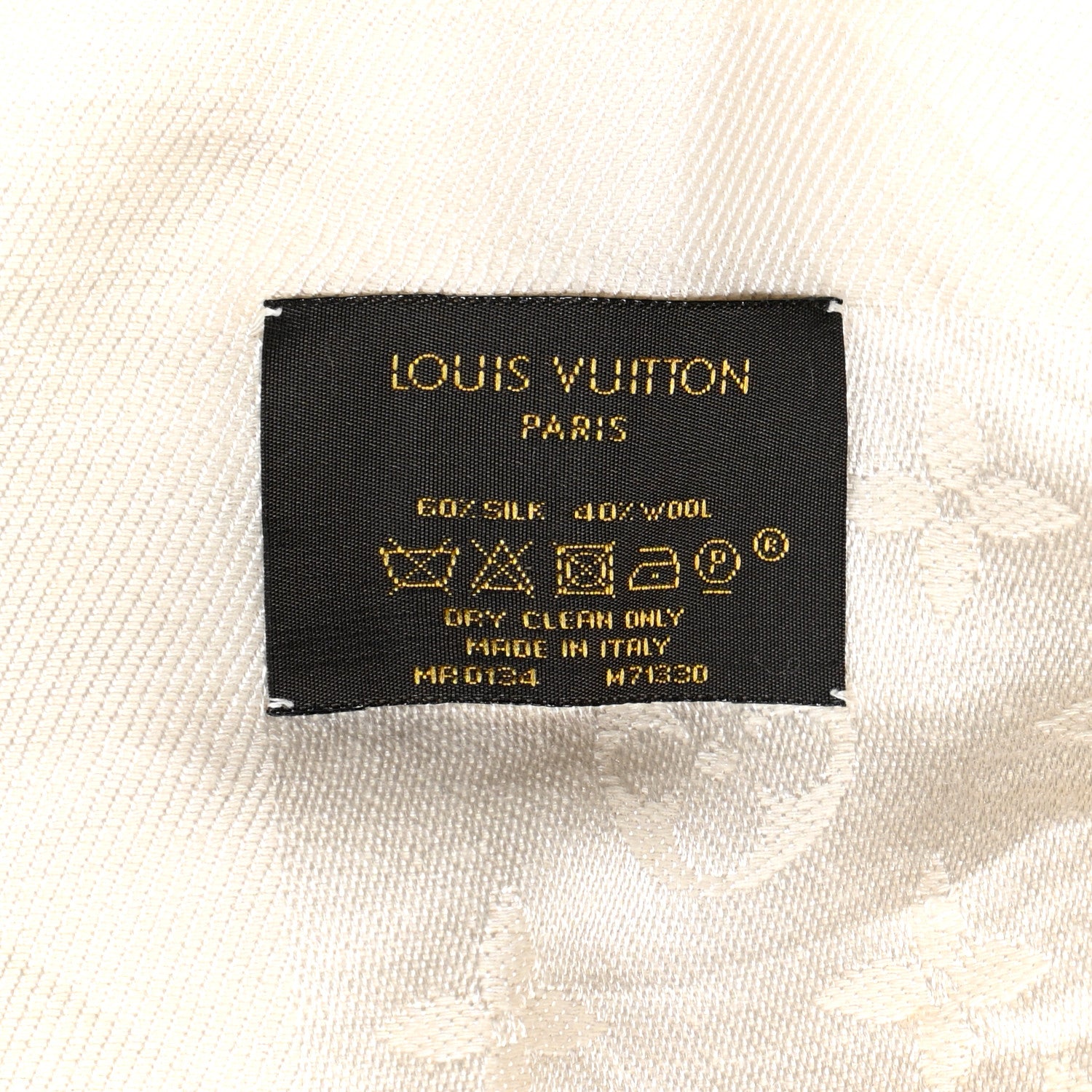 Louis Vuitton Silk Wool Monogram Shawl Beige 4 of 4