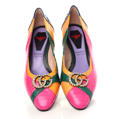 Gucci Snakeskin Crystal Double G Pumps 36.5 Multicolor 5 of 10