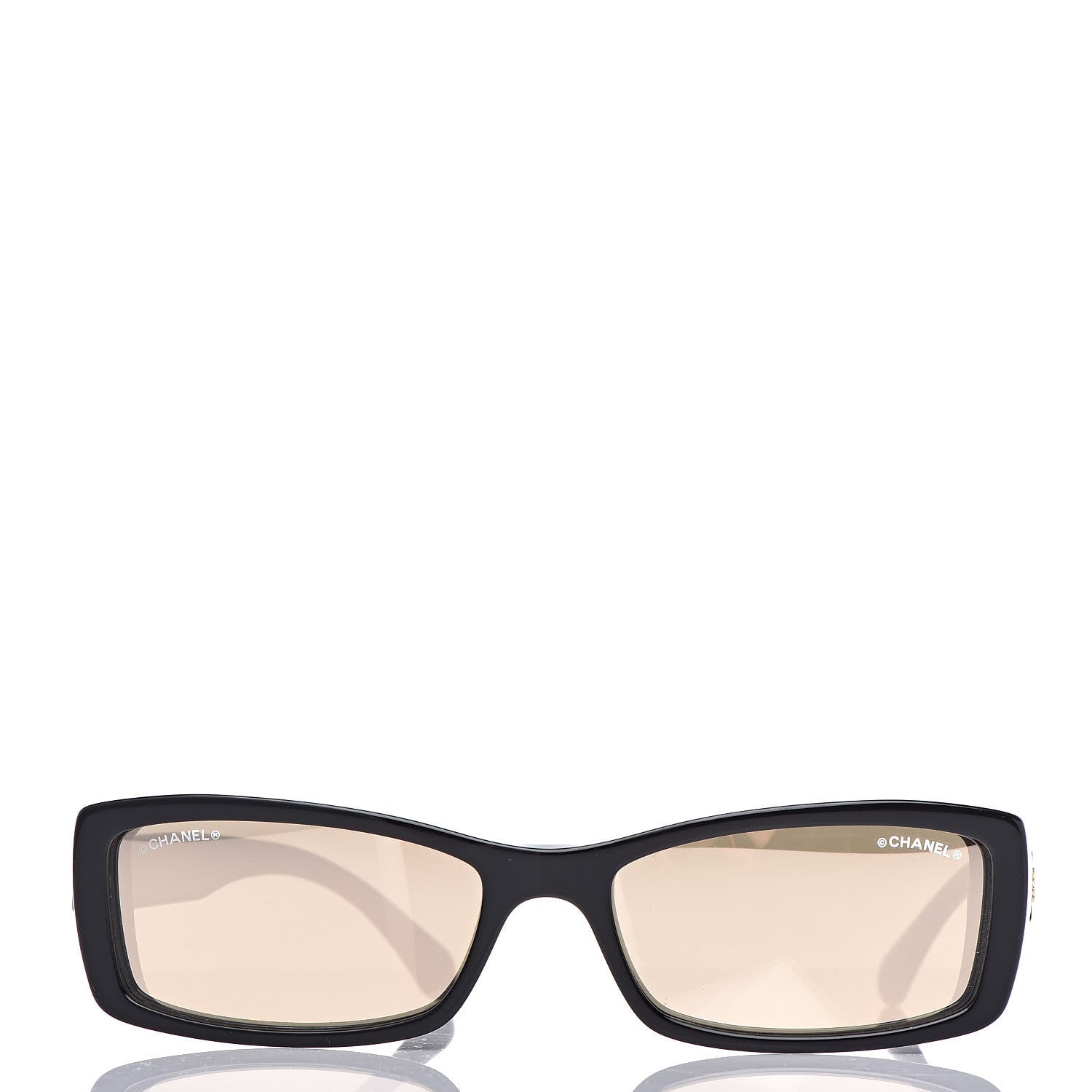 Chanel Rectangle Sunglasses S0129 Black Gold Glitter 2 of 8