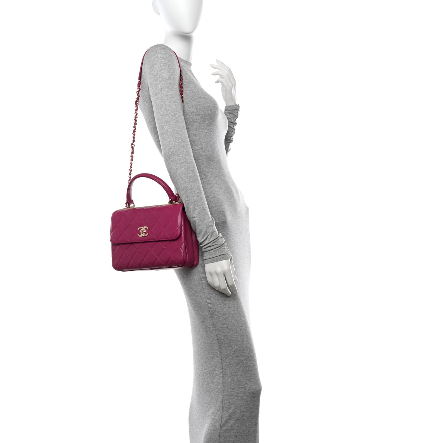 Lambskin Quilted Small Trendy CC Flap Dual Handle Bag Purple