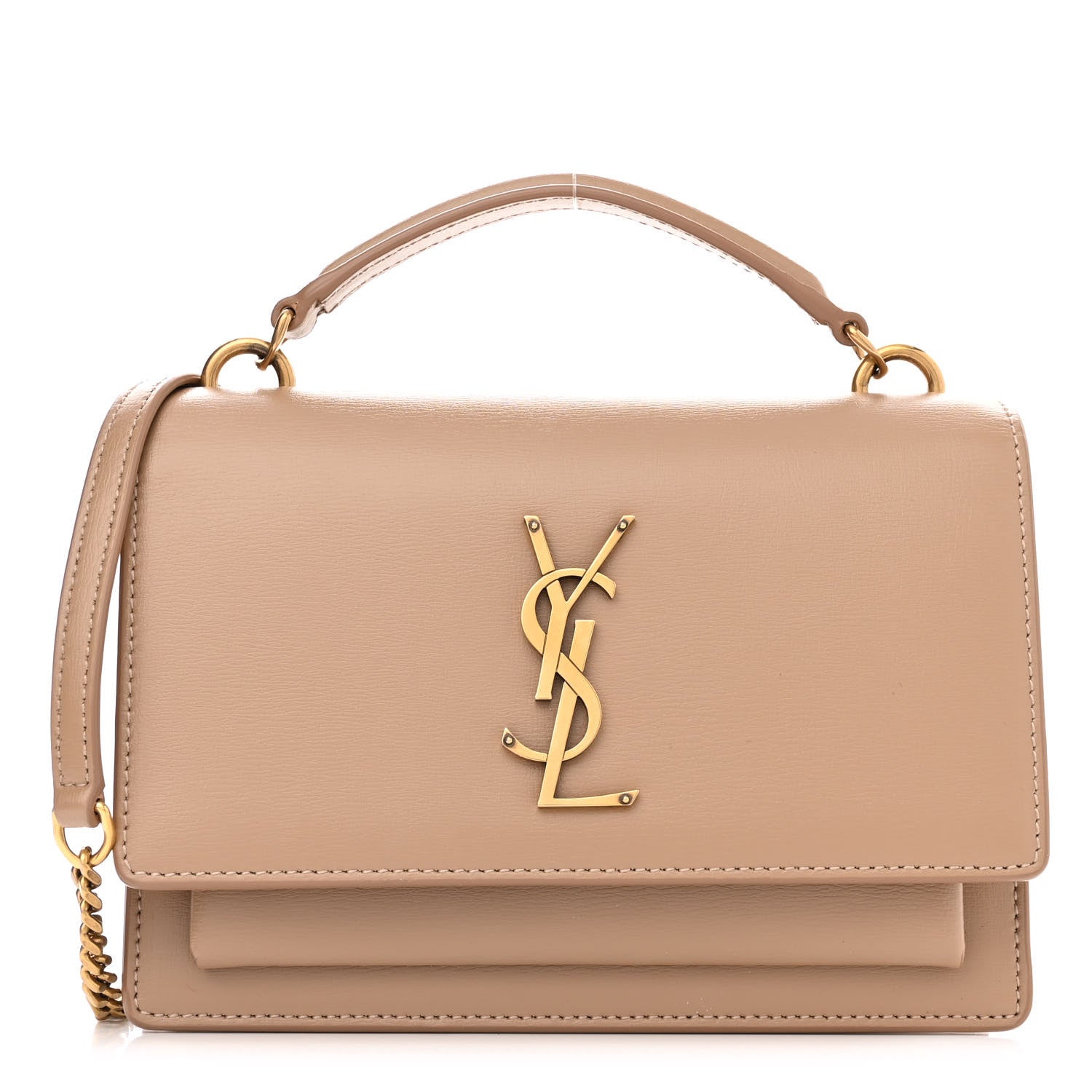 Saint Laurent Calfskin Monogram Sunset Chain Wallet Nude Powder 1 of 10