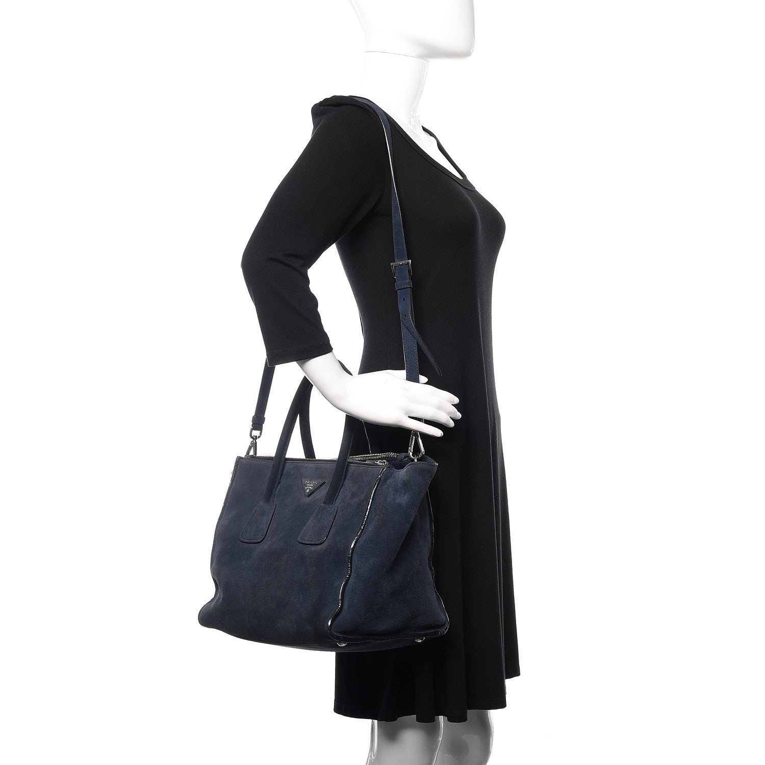 Prada Suede Scamosciato Twin Pocket Tote Oltremare 2 of 21