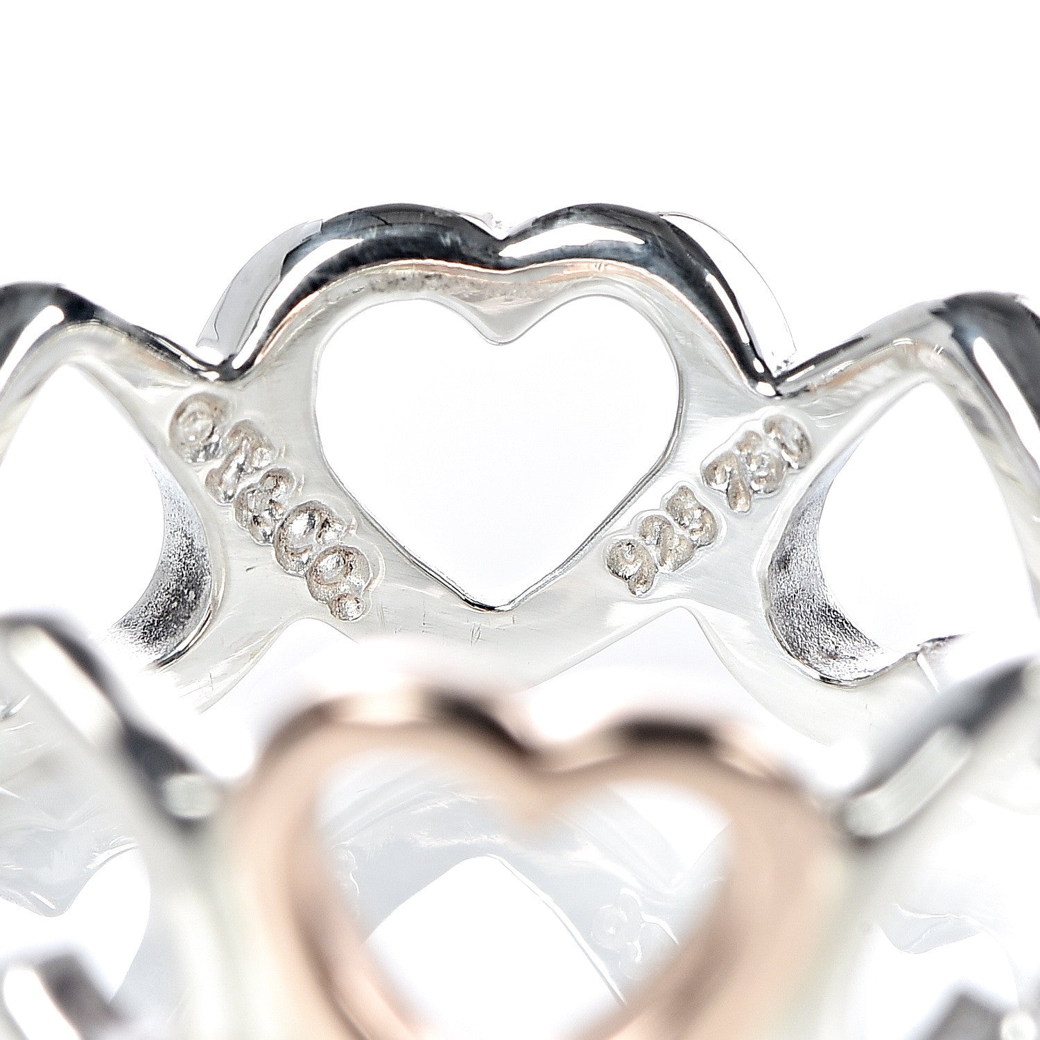 Tiffany Sterling Silver 18K Rose Gold Hearts Eternity Band Ring 50 5.5 4 of 4