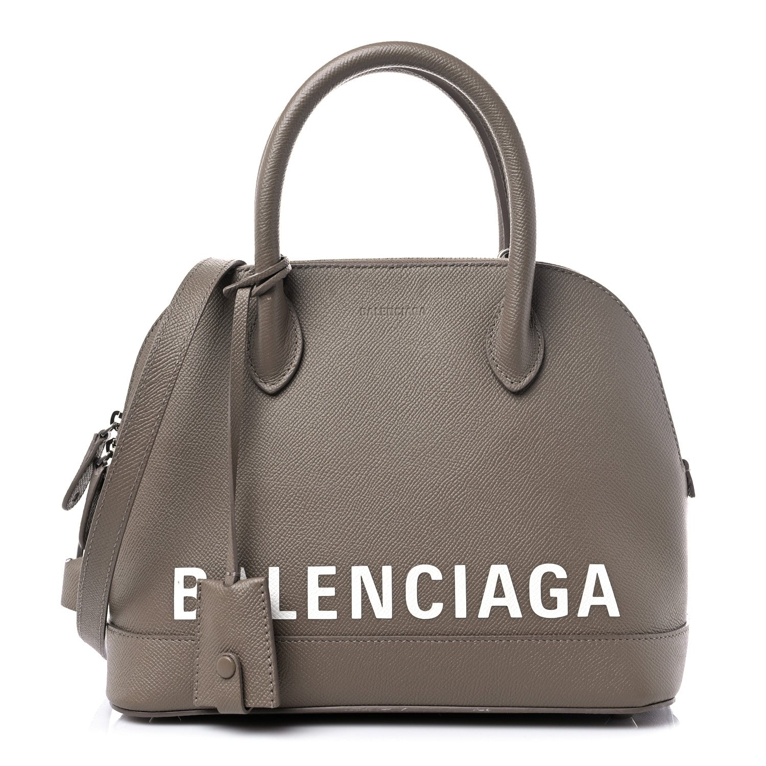 Balenciaga Signature Grained Calfskin Logo S Ville Top Handle Bag Mink Grey White 1 of 11