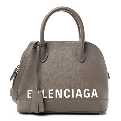 Balenciaga Signature Grained Calfskin Logo S Ville Top Handle Bag Mink Grey White 1 of 11
