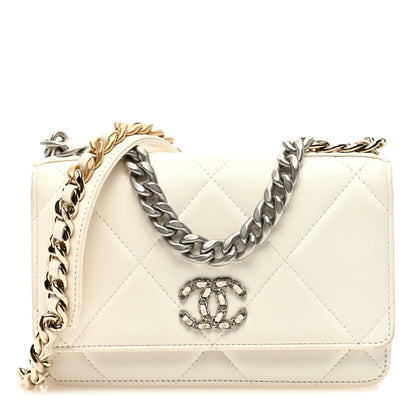 Chanel Lambskin Quilted Chanel 19 Wallet On Chain WOC White 1 of 10