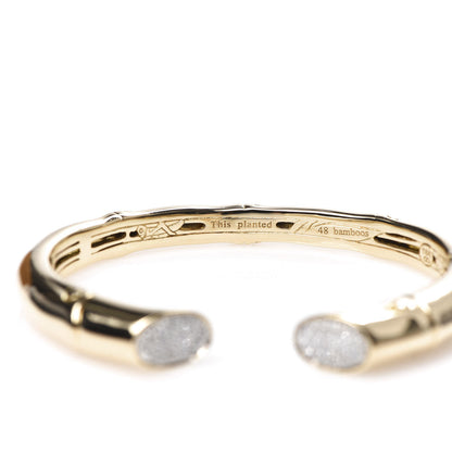John Hardy 18K Yellow Gold Diamond Bamboo Kick Cuff Bracelet 4 of 5
