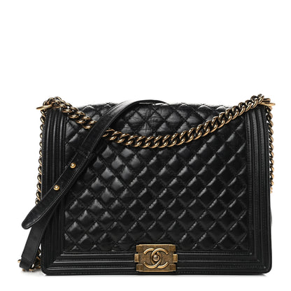 Chanel Glazed Calfskin Quilted Large Boy Flap Black 1 of 4