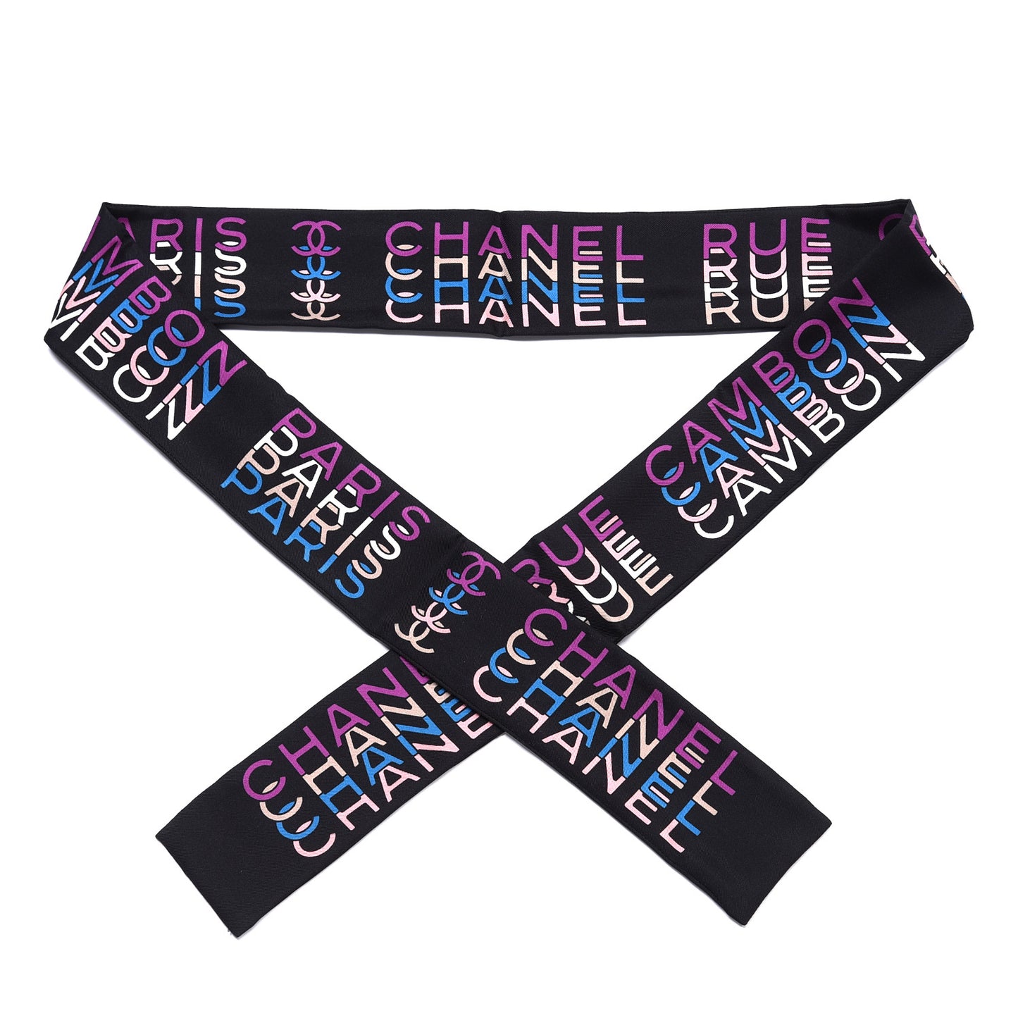 Silk Logo Slim Bandeau Scarf Black Multicolor
