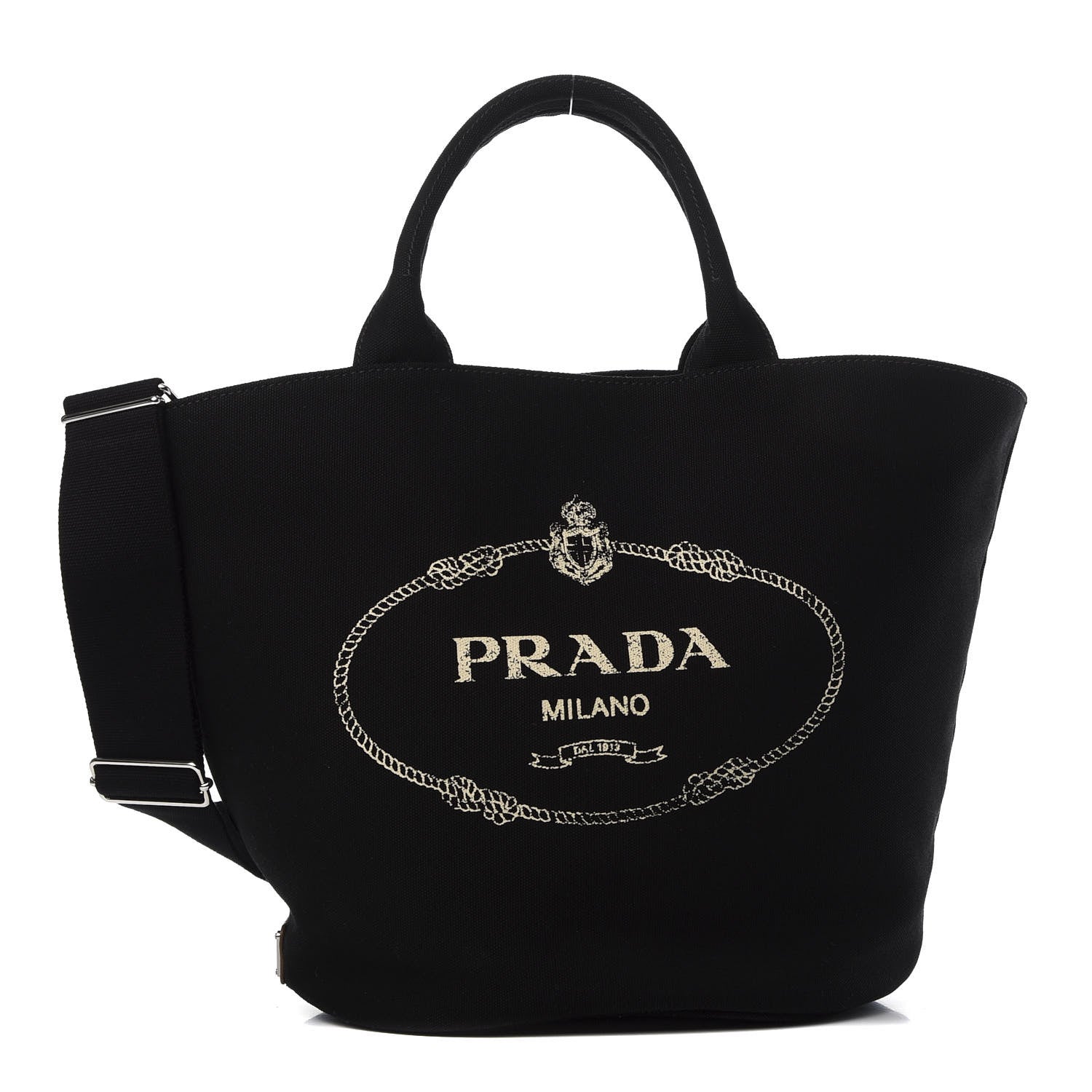 Prada Canapa Small Shopping Tote Black 1 of 10