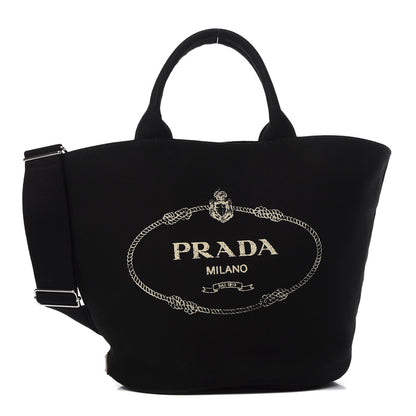 Prada Canapa Small Shopping Tote Black 1 of 10