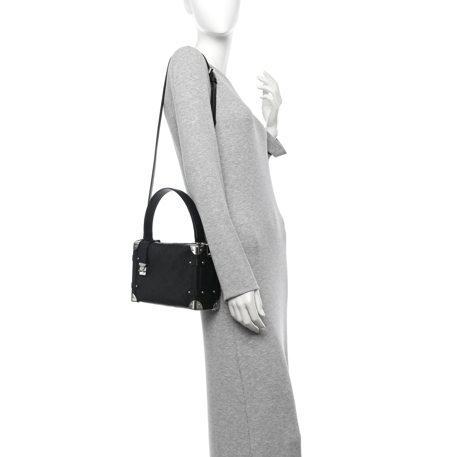 Louis Vuitton Calfskin Debossed Monogram Side Trunk Black 2 of 9