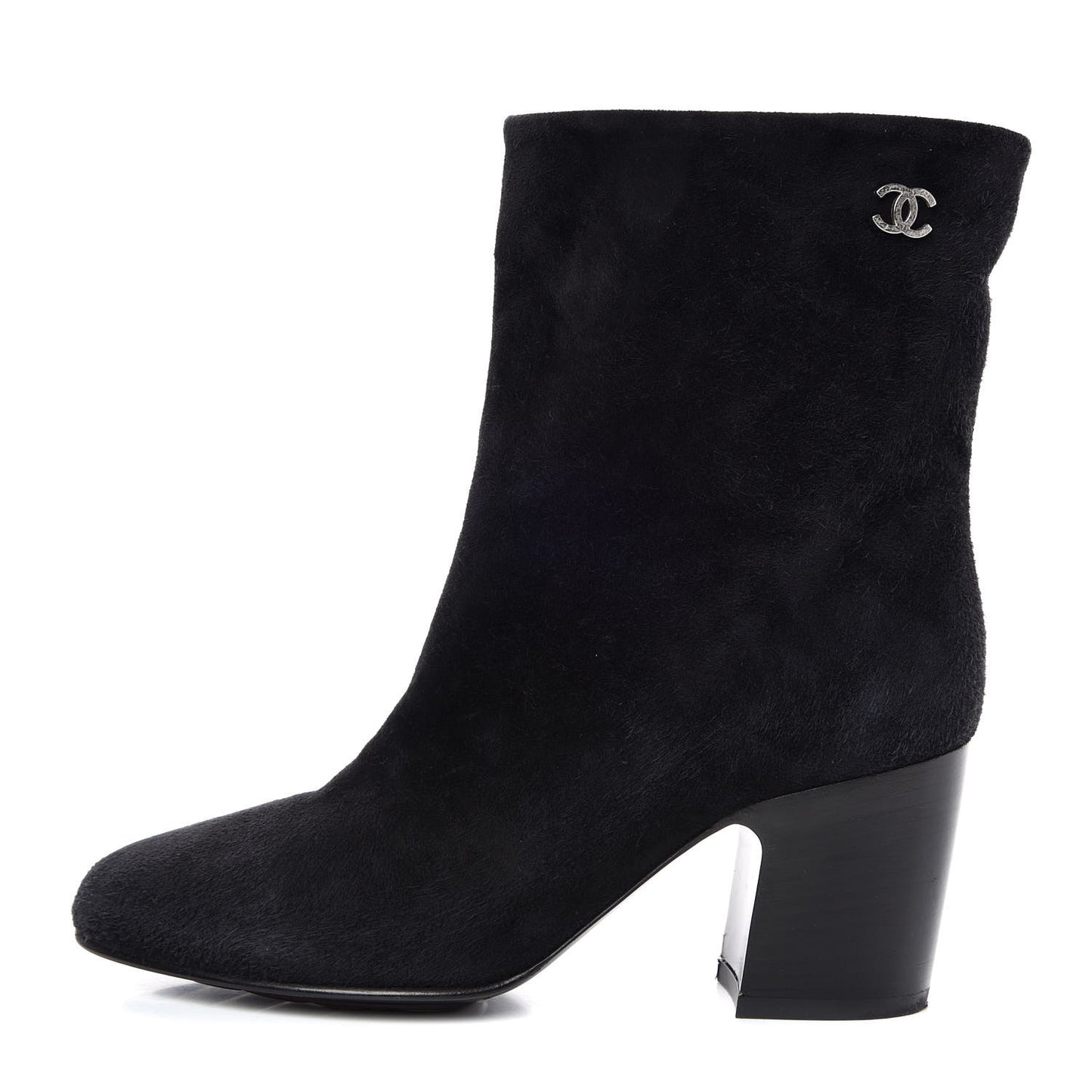 Suede Calfskin CC Short Boots 35.5 Black