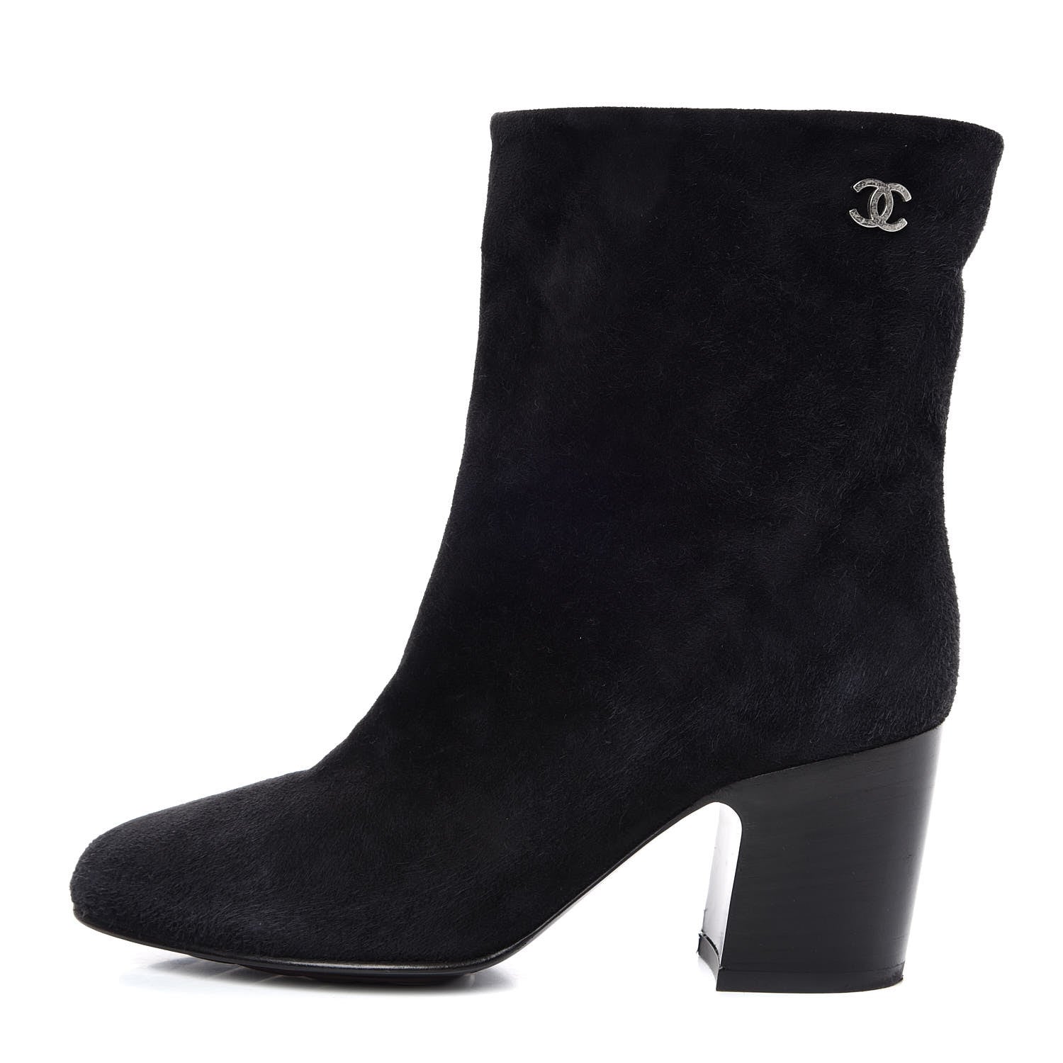Chanel Suede Calfskin CC Short Boots 35.5 Black 1 of 11