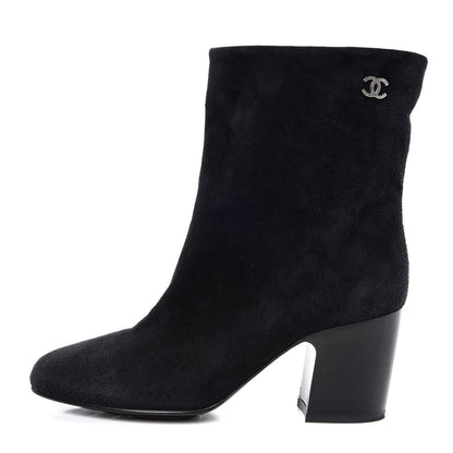 Chanel Suede Calfskin CC Short Boots 35.5 Black 1 of 11