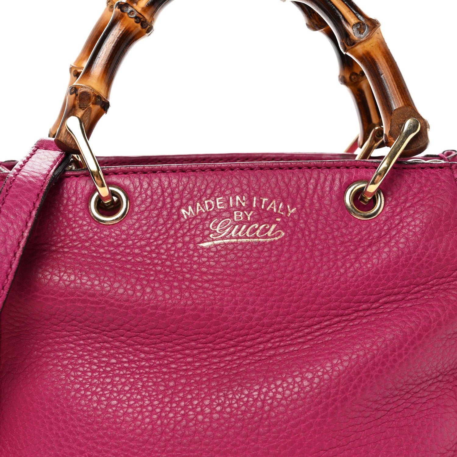 Gucci Calfskin Mini Bamboo Shopper Tote Bright Bougainvillea 8 of 11
