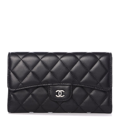Chanel Lambskin Quilted Large Flap Wallet Black 1 of 9