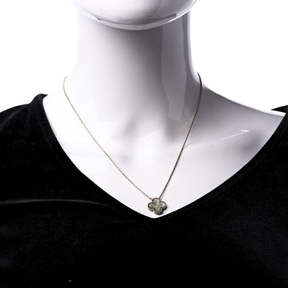 Van Cleef & Arpels 18K Rose Gold Gray Mother of Pearl Vintage Alhambra Pendant Necklace 2 of 9