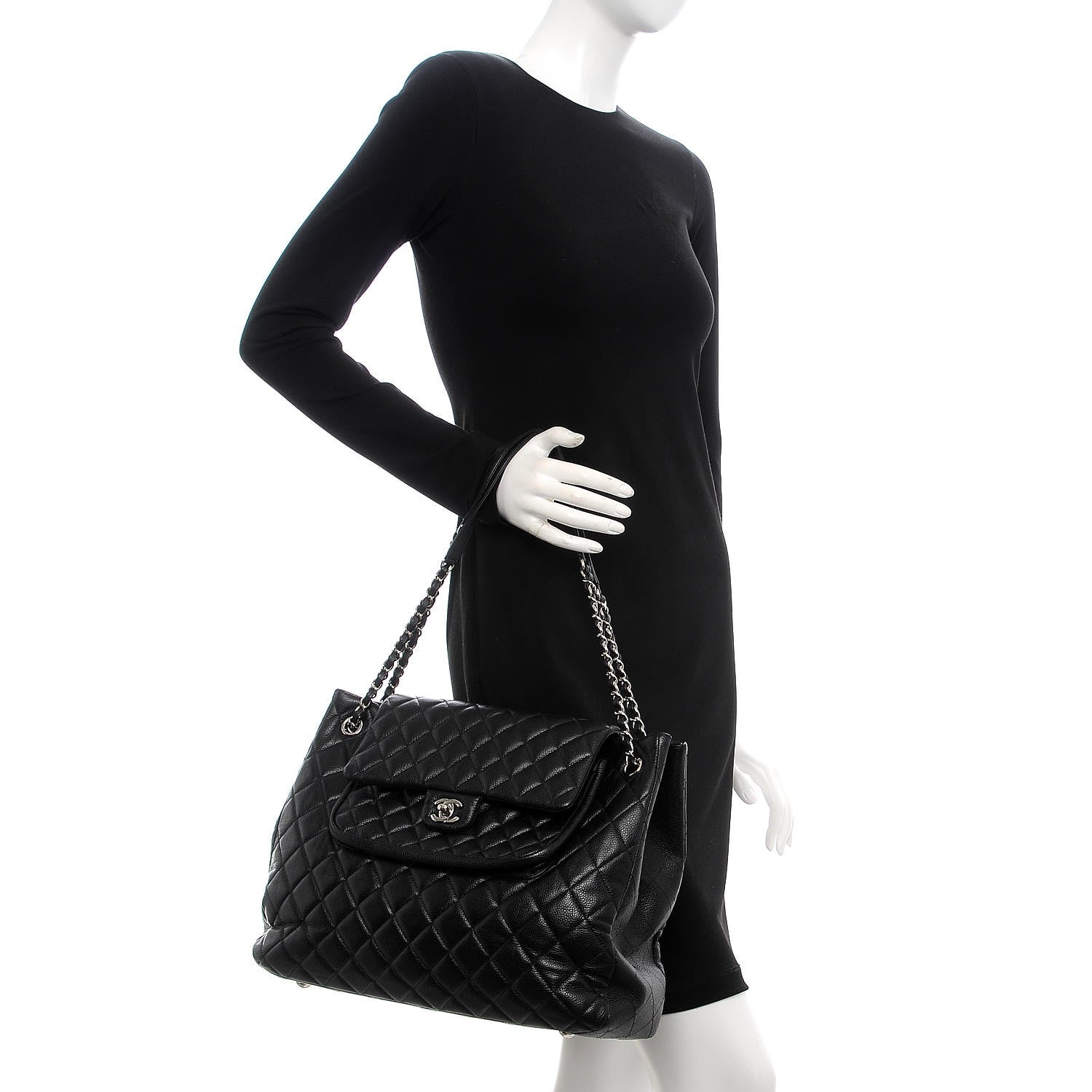 Chanel Caviar Quilted Flap Tote Black 2 of 7