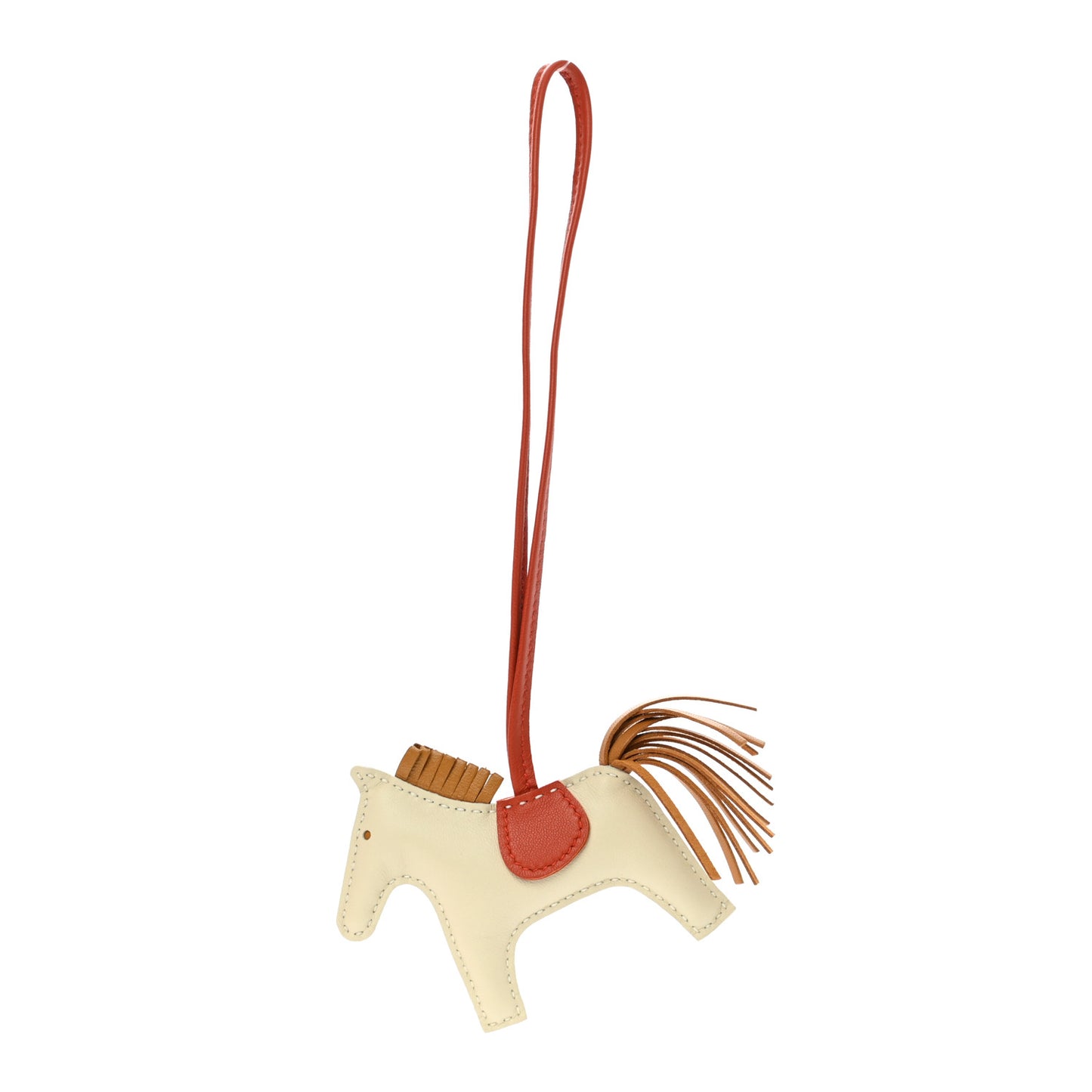 Milo Lambskin Grigri Rodeo Horse Bag Charm PM Craie Sesame Cornaline