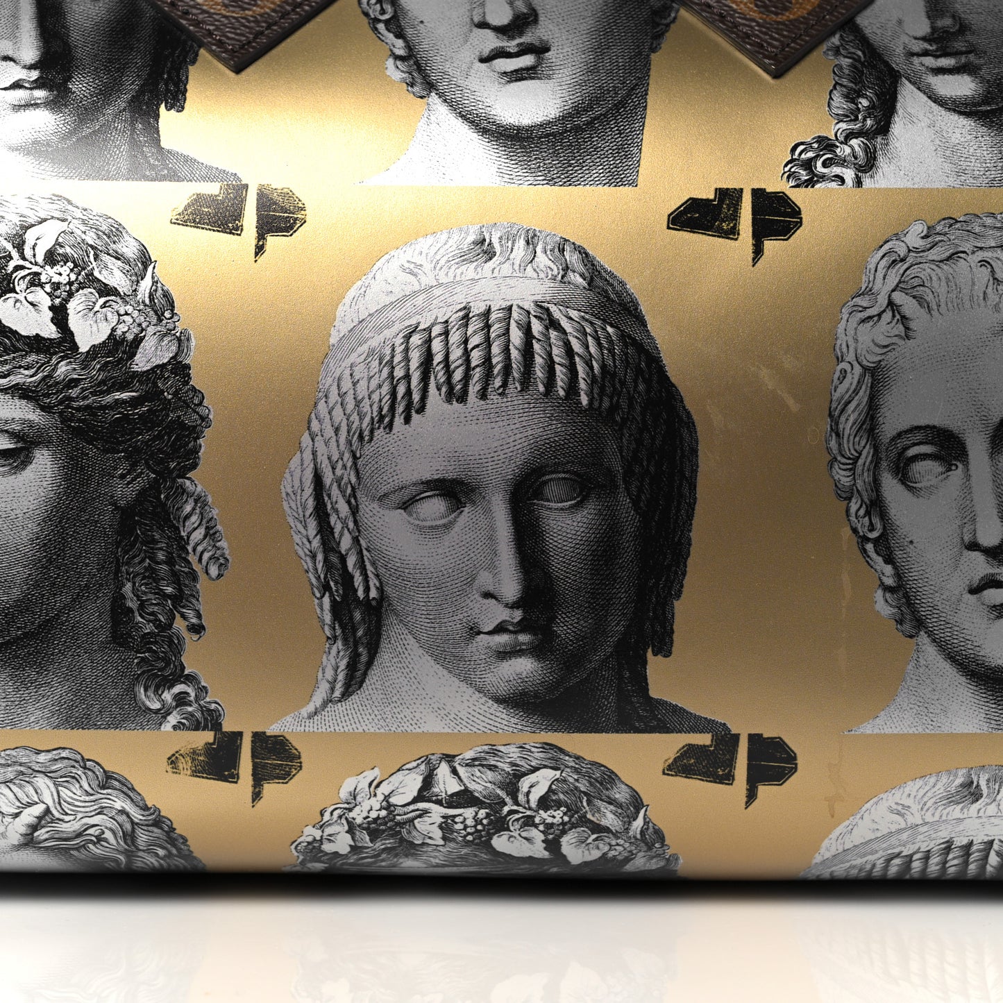 X FORNASETTI Calfskin Fornasetti Speedy Bandouliere 25 Gold