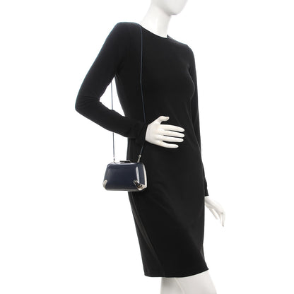 Balenciaga Calfskin Minaudiere Trapeze Clutch Bleu Persan 2 of 9