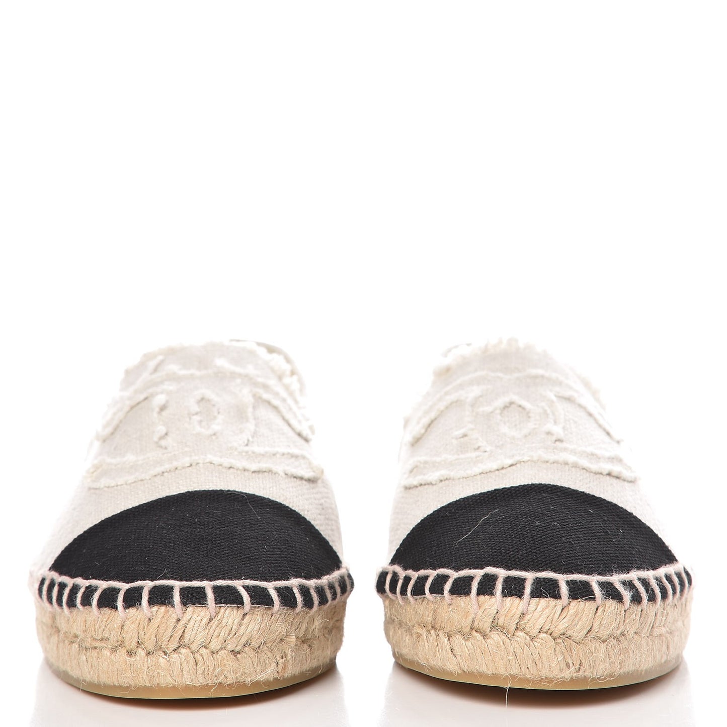 Linen CC Espadrilles 38 Beige Black
