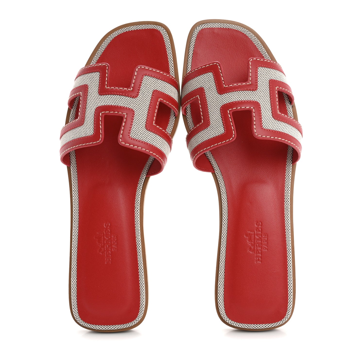 Canvas Calfskin Oran Sandals 36 Prunoir Rouge A Levre