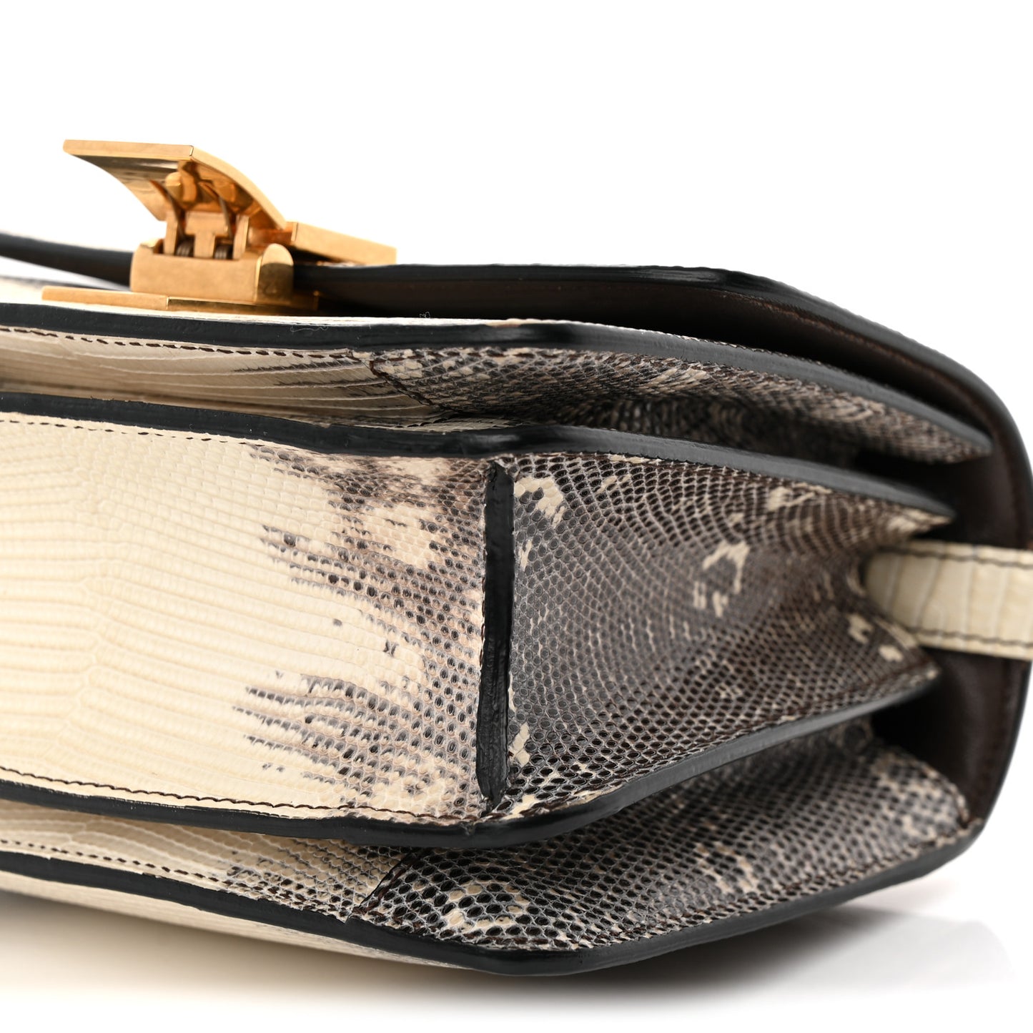 Lizard Small Classic Box Flap Bag Natural
