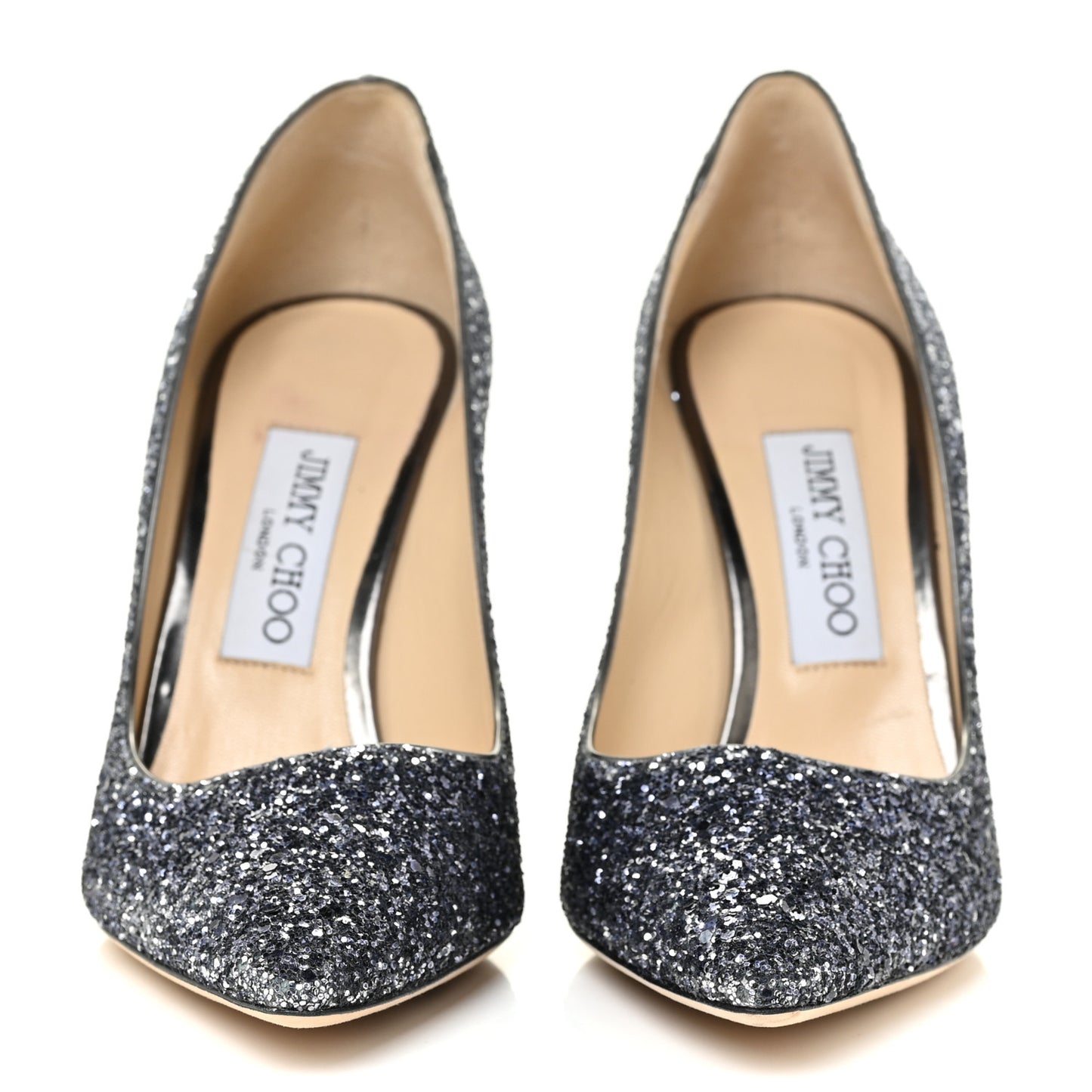 Coarse Glitter Degrade Pointy Toe Romy 100 Pumps 37.5 Navy Silver