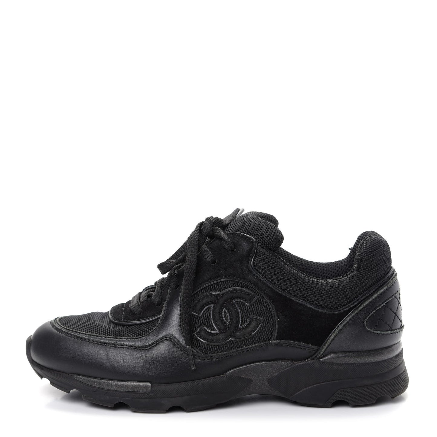 Toile Suede Calfskin CC Sneakers 35.5 Black