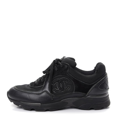 Chanel Toile Suede Calfskin CC Sneakers 35.5 Black 1 of 15