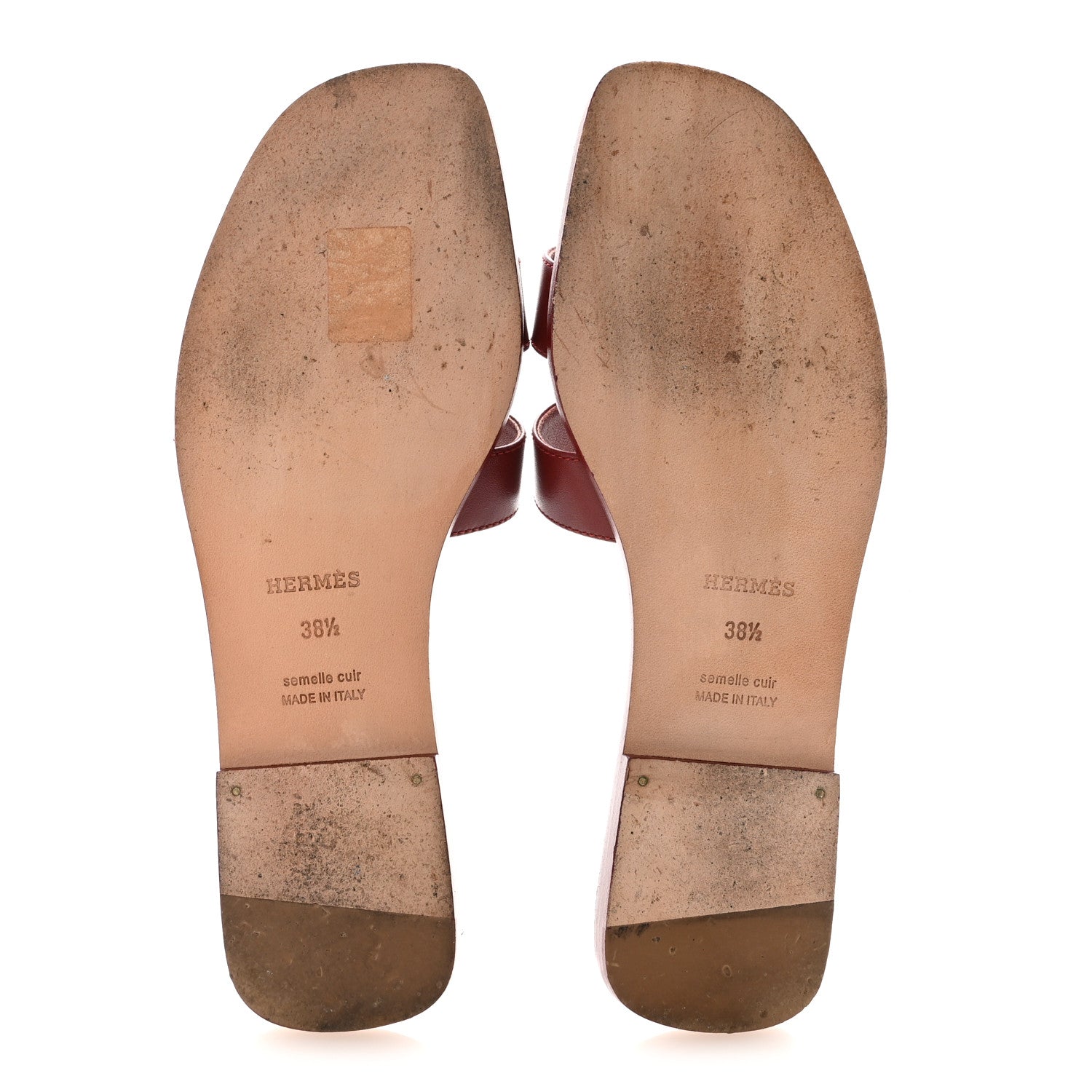 Hermes Box Calfskin Oran Sandals 38.5 Rouge Tomette 6 of 10