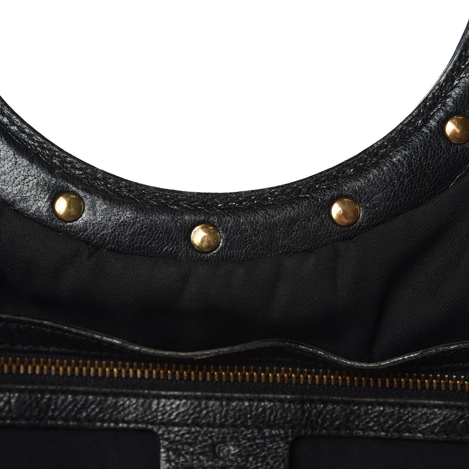 Gucci Calfskin Studded Large Bamboo Handle Tote Black 8 of 13