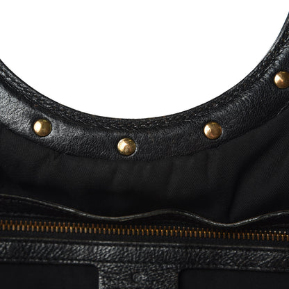 Gucci Calfskin Studded Large Bamboo Handle Tote Black 8 of 13