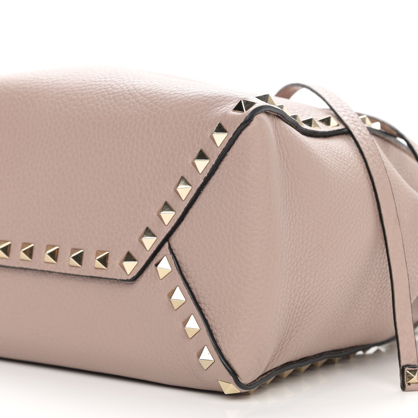 Grained Calfskin Rockstud Bucket Bag Poudre