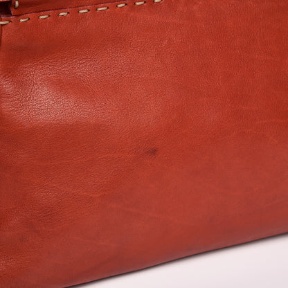 Fendi Vitello Saddle Cuoio Romano Selleria Medium Peekaboo Iconic Satchel Sienna Melon Moro 11 of 16