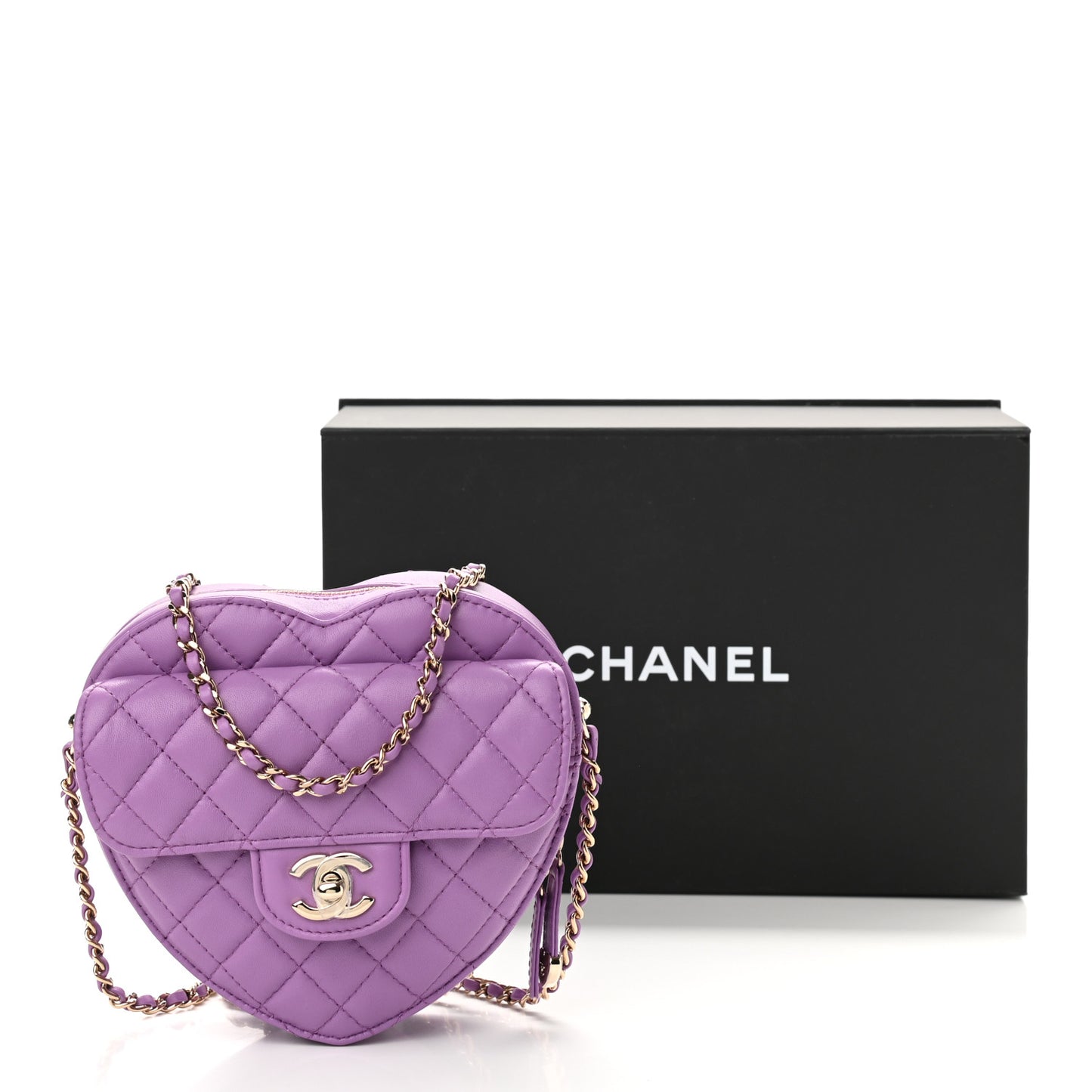 Lambskin Quilted CC In Love Heart Bag Purple