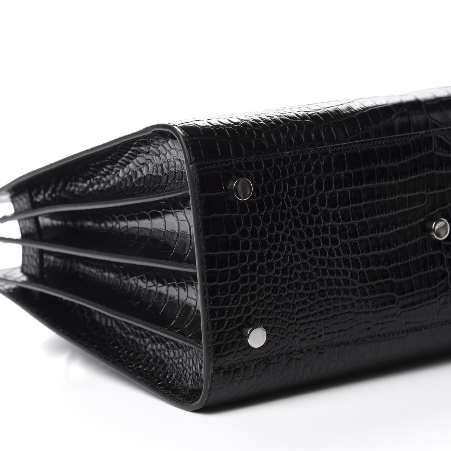 Saint Laurent Calfskin Crocodile Embossed Small Sac de Jour Black 7 of 12