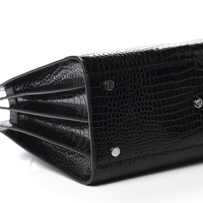 Saint Laurent Calfskin Crocodile Embossed Small Sac de Jour Black 7 of 12