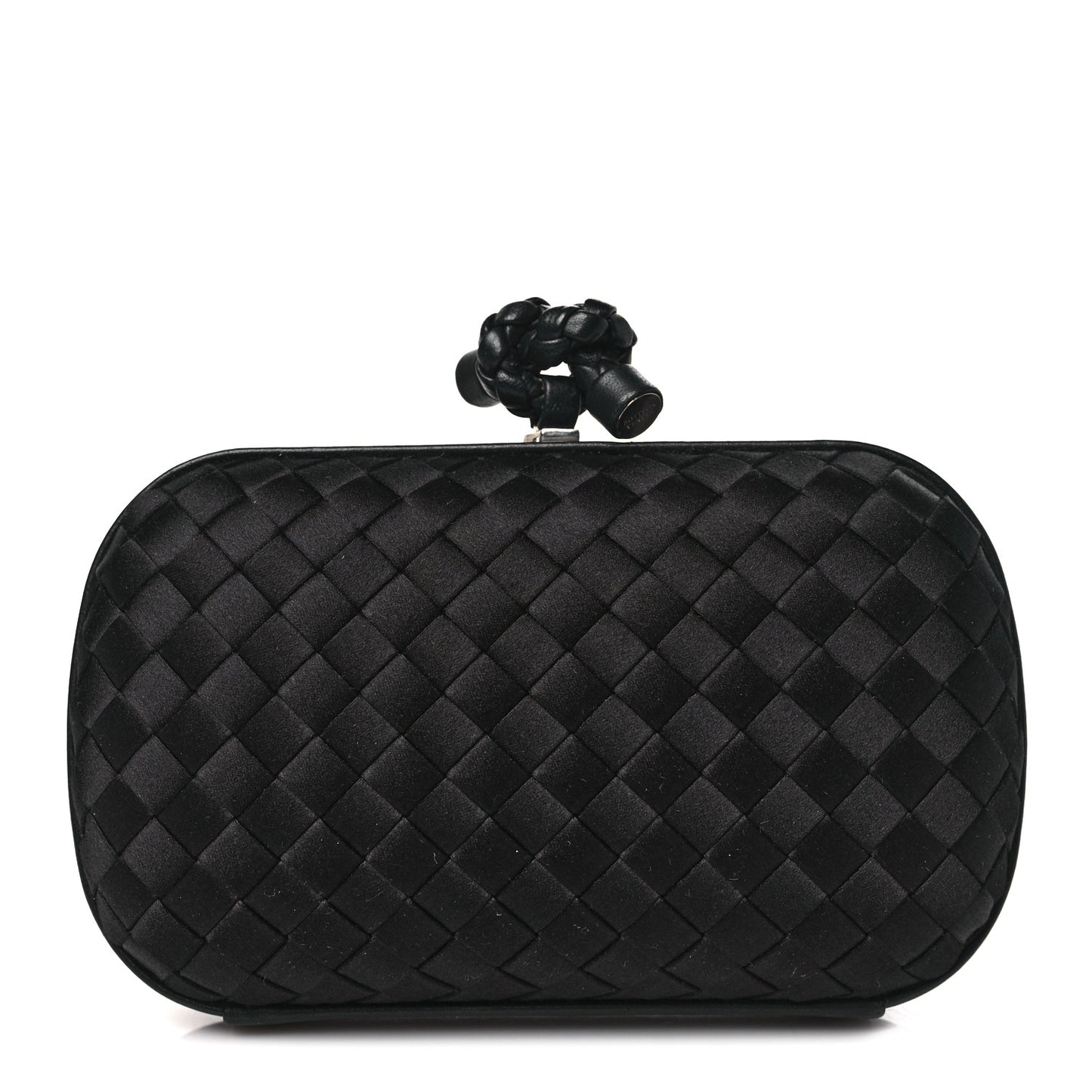 Satin Intreccio Impero Knot Clutch Black