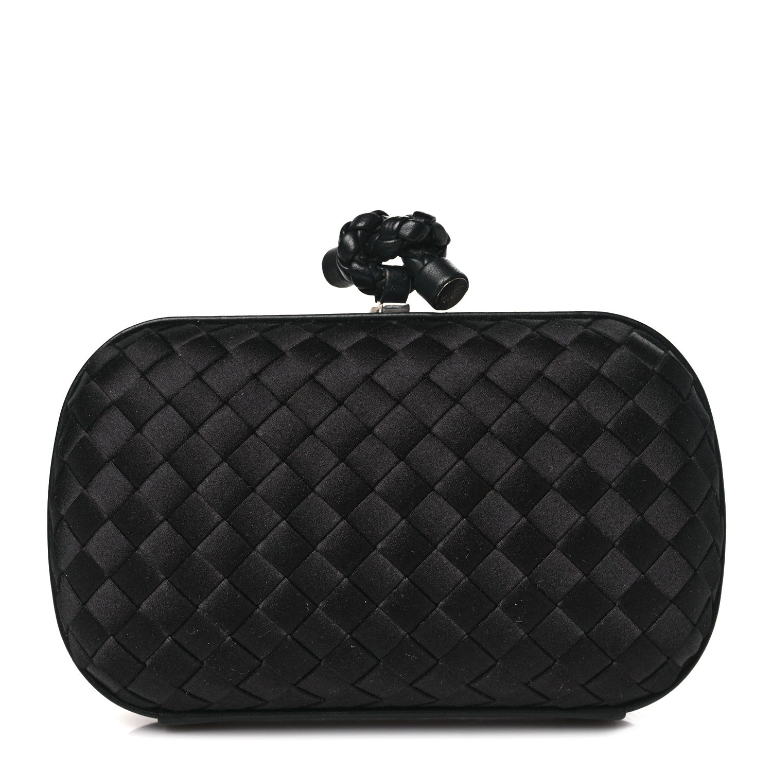 Bottega Veneta Satin Intreccio Impero Knot Clutch Black 1 of 9