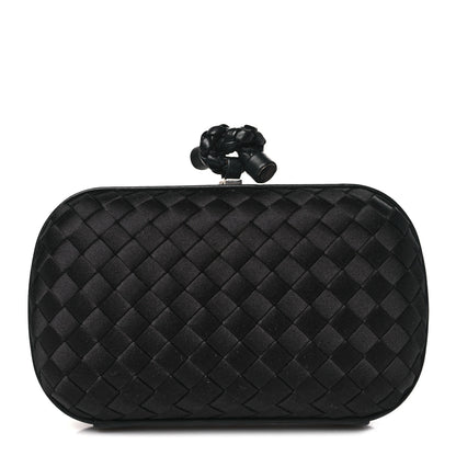 Bottega Veneta Satin Intreccio Impero Knot Clutch Black 1 of 9