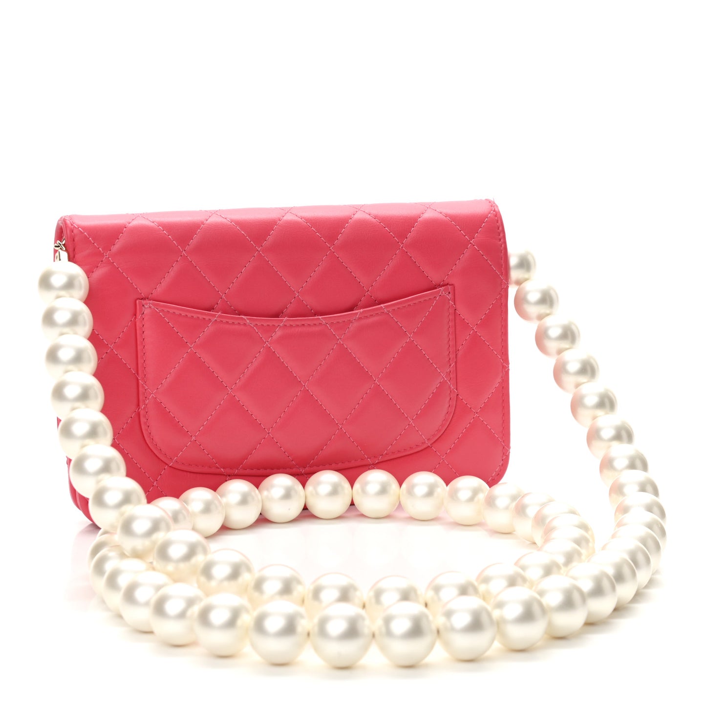 Calfskin Quilted Pearl CC Wallet On Chain WOC Pink