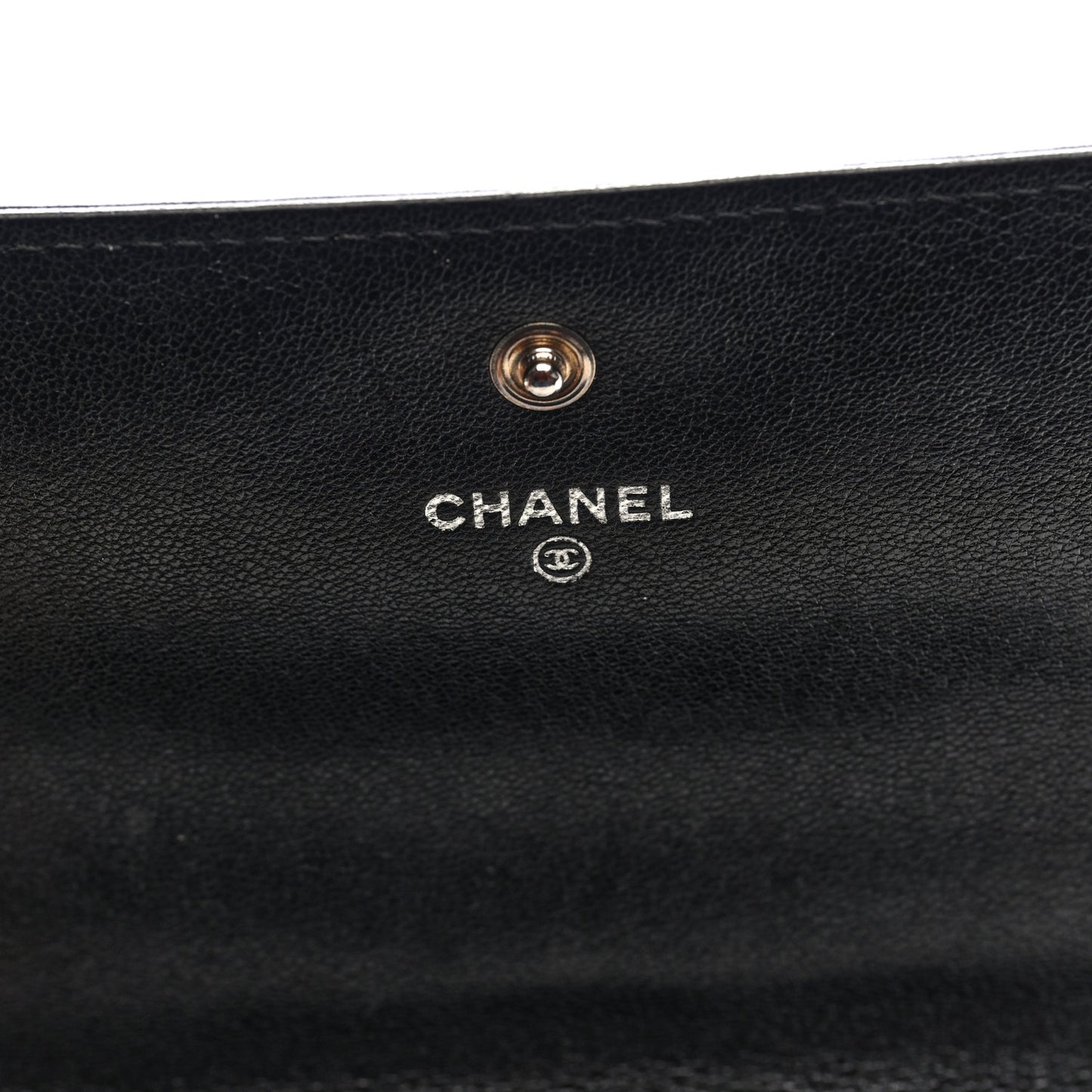Lambskin Quilted Timeless CC Large Gusset Flap Wallet Black