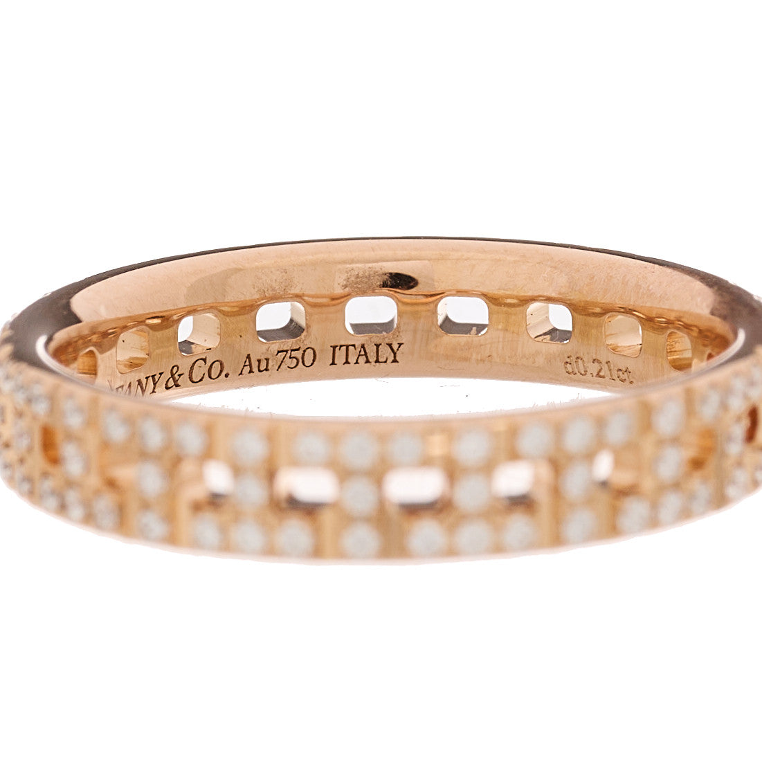 18K Rose Gold Diamond Narrow T True Band Ring 49 5