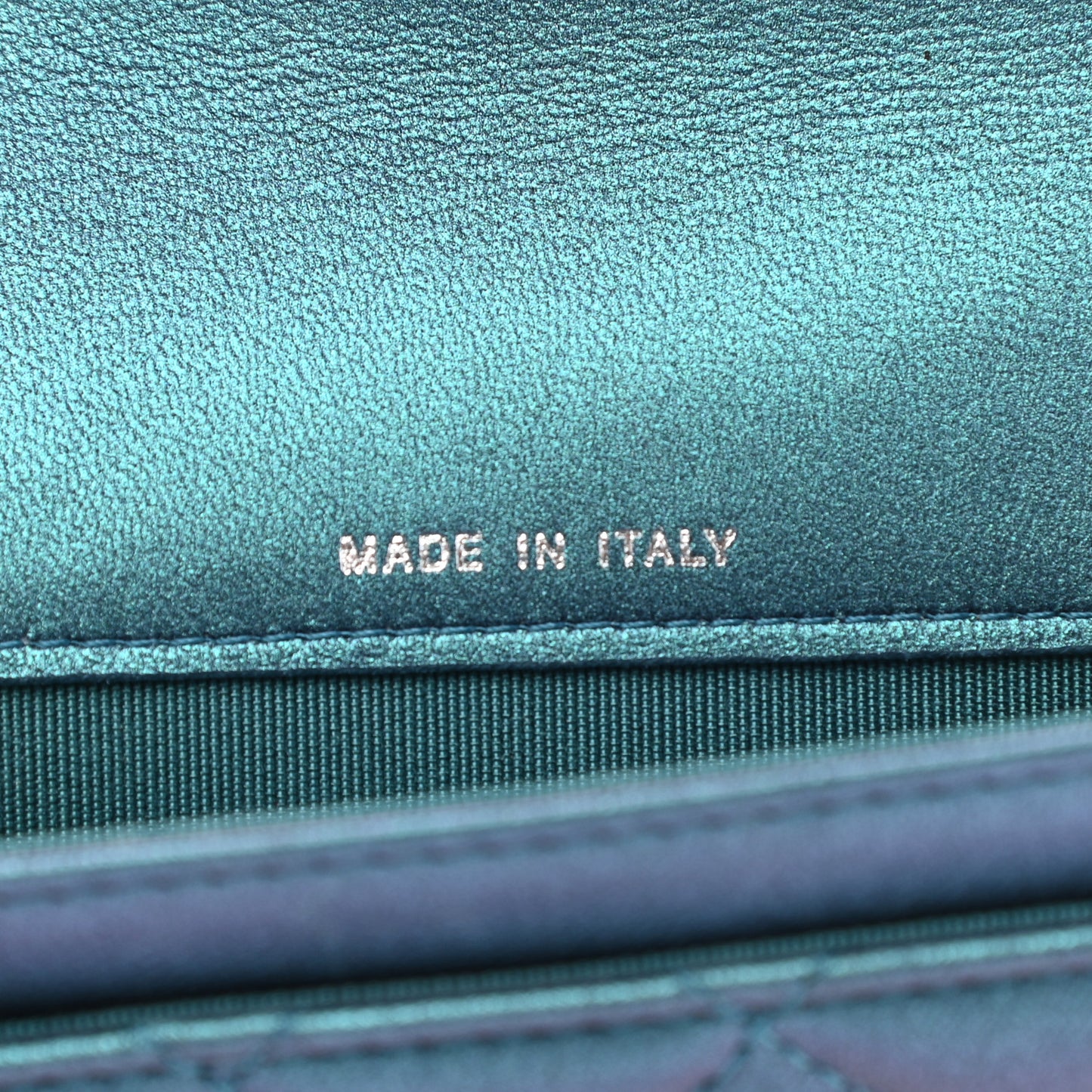 Iridescent Lambskin Quilted Flap Card Holder Turquoise